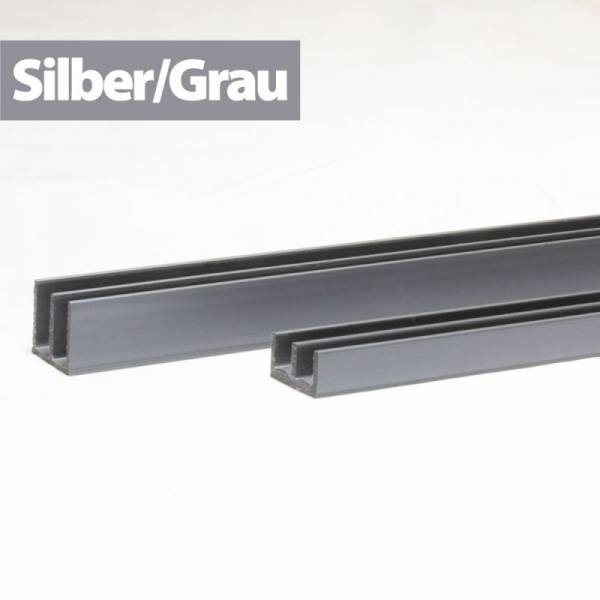 Glasführungsprofil - 4 mm / 100 cm, 150 cm, 200 cm Oben und Unten Silber