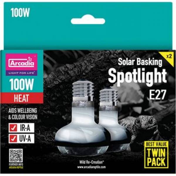 Arcadia Solar Basking Spotlight 100 Watt Twin Pack (2 Stück)