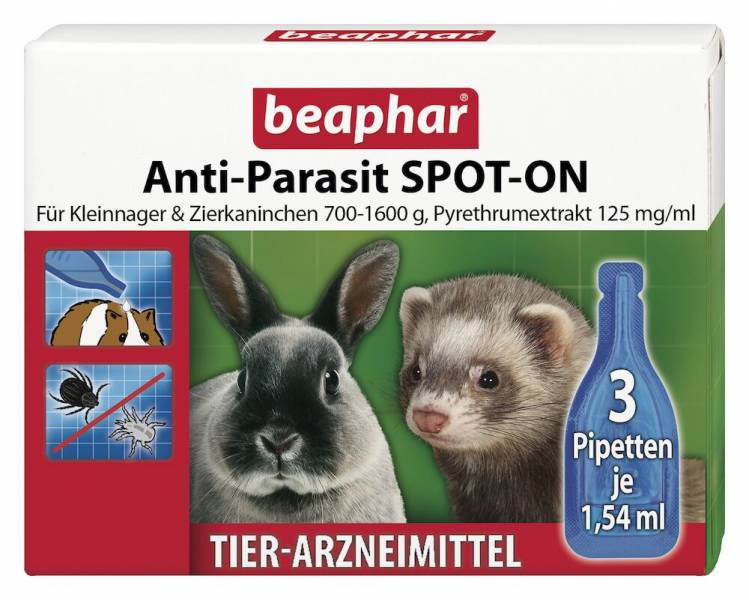 Anti-Parasit SPOT-ON, Für Kleinn. & Zierkan. 700-1.600g, 3 x 1,54 ml