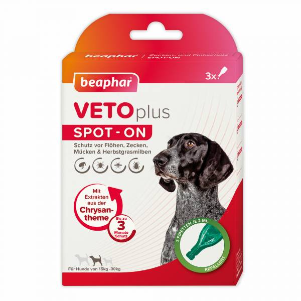 Beaphar VETOplus SPOT-ON für mittelgroße Hunde (15 - 30kg), 3x2ml