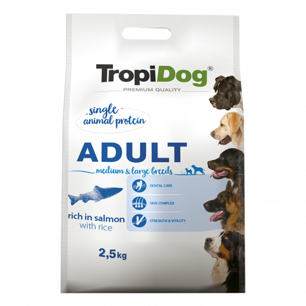 Premium Adult Hunde – große und mittelgroße Rassen reich an Lachs mit Reis