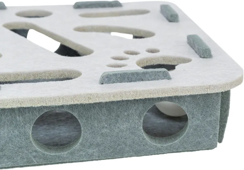 Preview: Katzenspielzeug Hole'n'Roll Box aus Filz mit Spielbällen