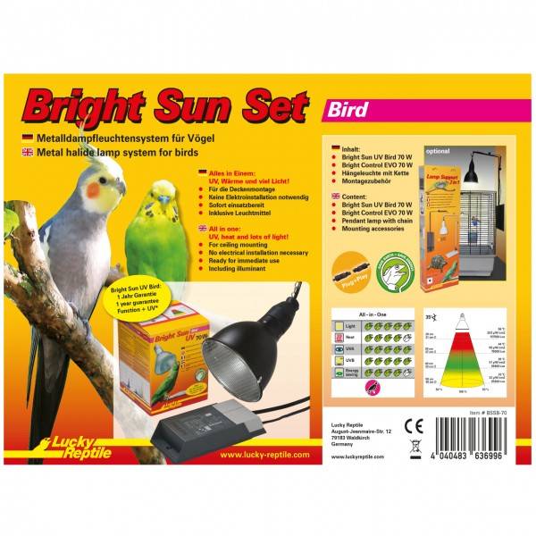 Lucky Reptile Bright Sun Set "Bird" 70 W  enthält 1x Bright Sun, 1x Trafo, Refl., etc.