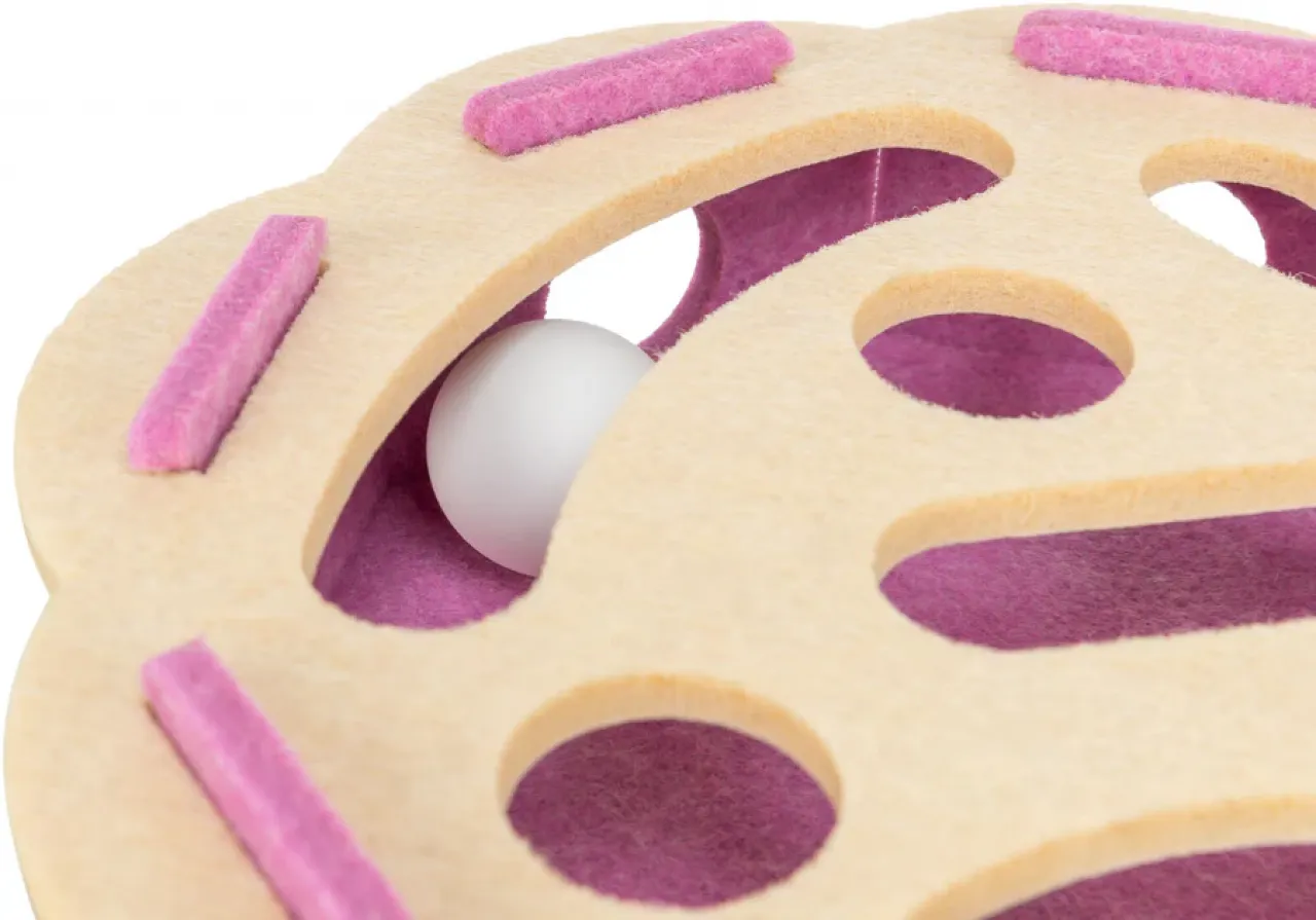 Katzenspielzeug Hole'n'Roll Flower aus Filz mit Spielbällen
