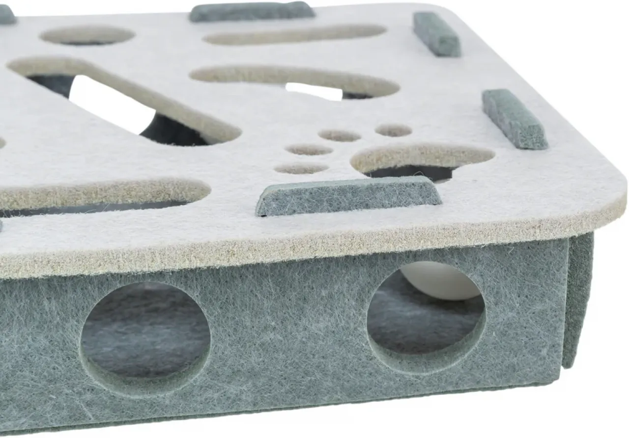 Katzenspielzeug Hole'n'Roll Box aus Filz mit Spielbällen