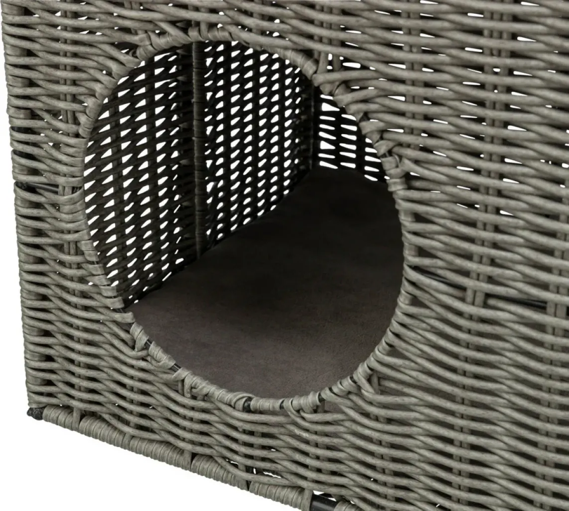 Outdoor Katzenhöhle Amalia aus Polyrattan, eckig